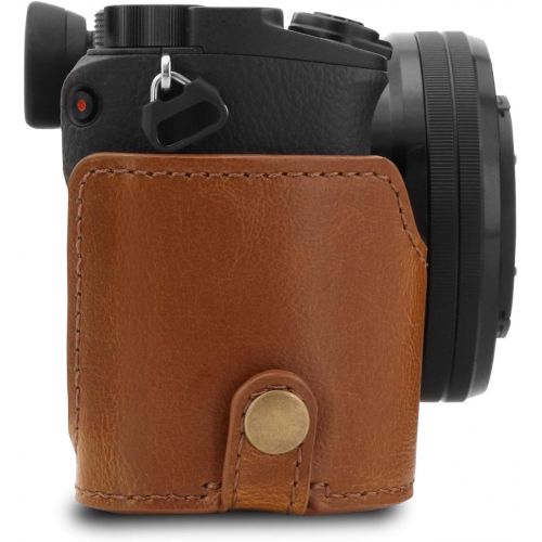  MegaGear Ever Ready Leather Camera Case Compatible with Sony Alpha A6100, A6400 (16-50mm)