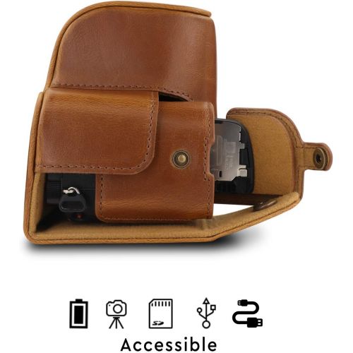  MegaGear Ever Ready Leather Camera Case Compatible with Sony Alpha A6100, A6400 (16-50mm)