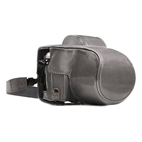  MegaGear Olympus OM-D E-M10 Mark III (14-42mm) Ever Ready Leather Camera Case and Strap, with Battery Access - Gray - MG1348