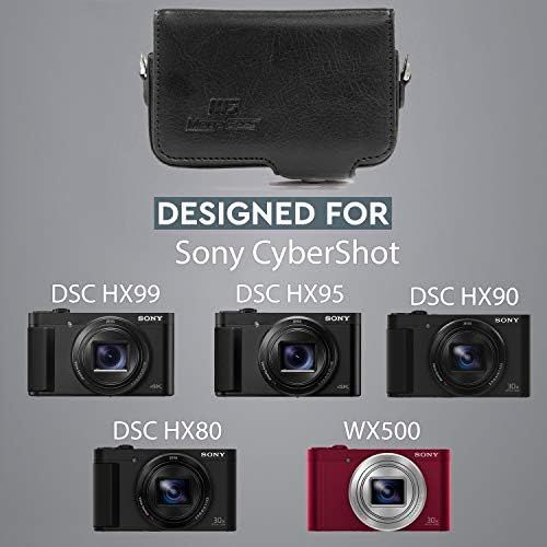  MegaGear Leather Camera Case with Strap Compatible with Sony Cyber-Shot DSC-HX95, DSC-HX99, DSC-HX80, DSC-HX90V, DSC-WX500