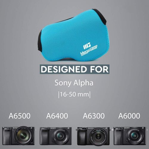  MegaGear MG064 Ultra Light Neoprene Camera Case Compatible with Sony Alpha A6400, A6500, A6300, A6000 (16-50 mm)-Blue