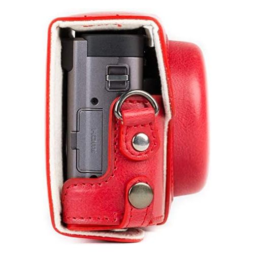  MegaGear MG1262 Ever Ready Leather Camera Case compatible with Panasonic Lumix DC-ZS80, DC-ZS70, DC-TZ95, DC-TZ90 - Red