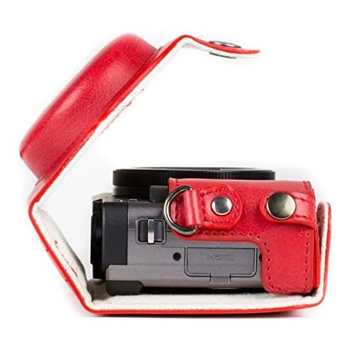  MegaGear MG1262 Ever Ready Leather Camera Case compatible with Panasonic Lumix DC-ZS80, DC-ZS70, DC-TZ95, DC-TZ90 - Red