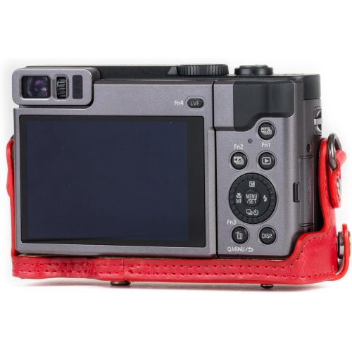  MegaGear MG1262 Ever Ready Leather Camera Case compatible with Panasonic Lumix DC-ZS80, DC-ZS70, DC-TZ95, DC-TZ90 - Red