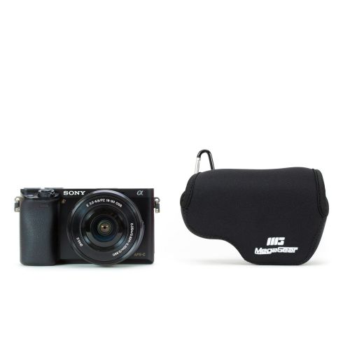  MegaGear Ultra Light Neoprene Camera Case Bag with Carabiner for SONY NEX5, NEX5N, NEX5R with 16-50 LENS (Black)