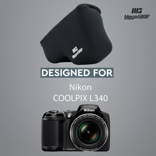  Megagear Nikon Coolpix L340 Ultra Light Neoprene Camera Case, with Carabiner - Black - MG784