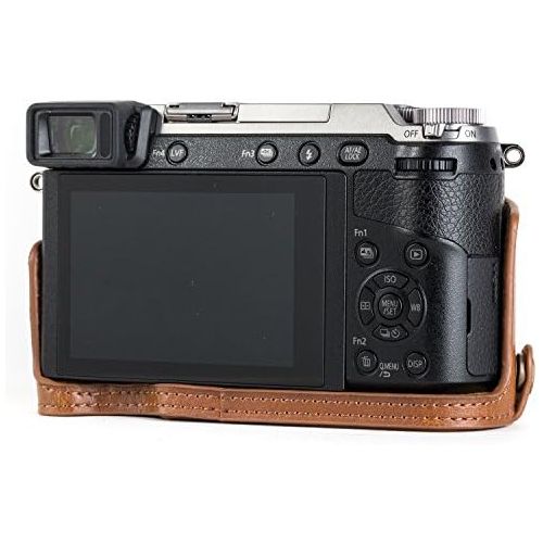  MegaGear Ever Ready Leather Camera Half Case Compatible with Panasonic Lumix DMC-GX85, GX80 - Light Brown