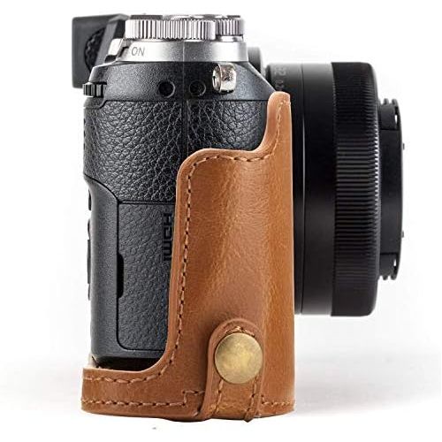  MegaGear Ever Ready Leather Camera Half Case Compatible with Panasonic Lumix DMC-GX85, GX80 - Light Brown