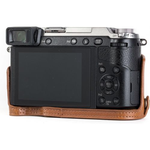  MegaGear Ever Ready Leather Camera Half Case Compatible with Panasonic Lumix DMC-GX85, GX80 - Light Brown