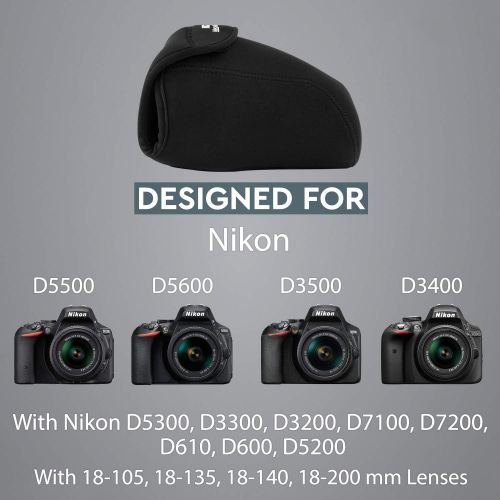  MegaGear MG091 Nikon D3500, D5600, D3400, D5500, D7200, D3300, D5300, D610, D7100, D600, D3200 Ultra Light Neoprene Camera Case, Black insade Yellow