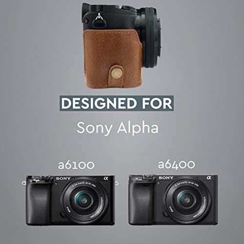  MegaGear Ever Ready Genuine Leather Camera Half Case Compatible with Sony Alpha A6100, A6400