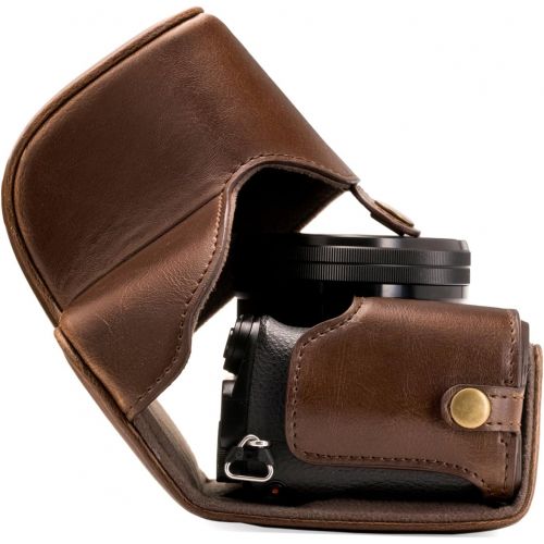  MegaGear Ever Ready Leather Camera Case ? Easy to Install, Tripod and Peripheral Friendly Accessory ? Compatible with Sony Alpha A6000, A6300 (Dark Brown)