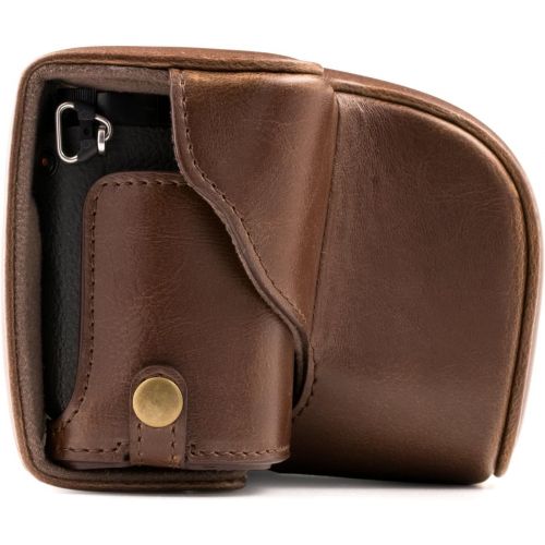  MegaGear Ever Ready Leather Camera Case ? Easy to Install, Tripod and Peripheral Friendly Accessory ? Compatible with Sony Alpha A6000, A6300 (Dark Brown)