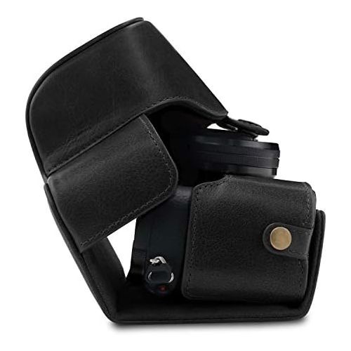  MegaGear Ever Ready Genuine Leather Camera Case Compatible with Sony Alpha A6100, A6400 (16-50mm)