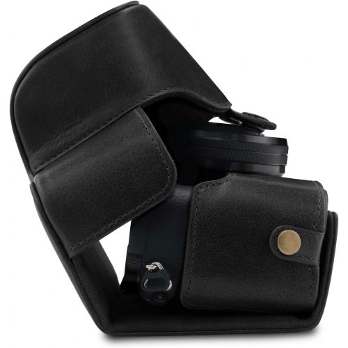  MegaGear Ever Ready Genuine Leather Camera Case Compatible with Sony Alpha A6100, A6400 (16-50mm)