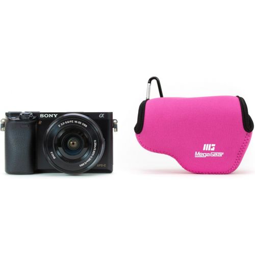  MegaGear Ultra Light Neoprene Camera Case Bag for Sony NEX-5TL, Sony NEX-5R, Sony NEX-3N with Sony SELP1650, Sony A5100, Sony A5000 16-50mm Lens (Hot Pink)