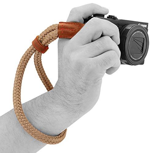  MegaGear MG942 Cotton Camera Hand Wrist Strap Comfort Padding, Security for All Cameras (Small23cm/9inc), Brown