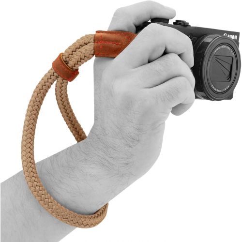  MegaGear MG942 Cotton Camera Hand Wrist Strap Comfort Padding, Security for All Cameras (Small23cm/9inc), Brown