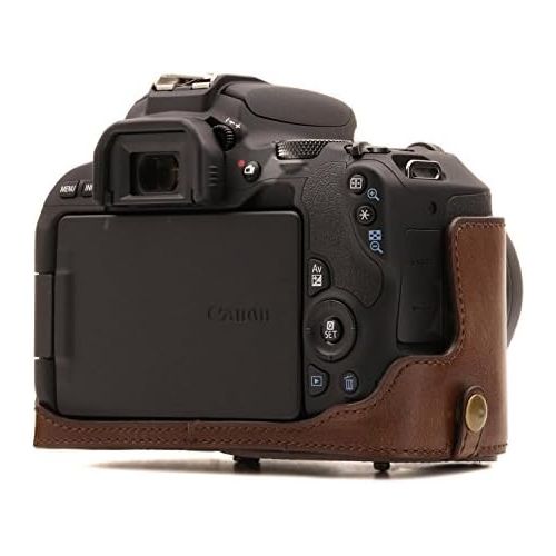  MegaGear Ever Ready Leather Camera Case Compatible with Canon EOS Rebel SL3, Kiss X10, Rebel SL2, Kiss X9 18-55mm Lens