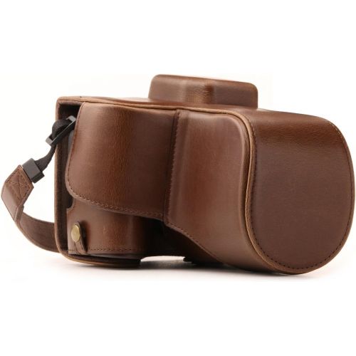  MegaGear Ever Ready Leather Camera Case Compatible with Canon EOS Rebel SL3, Kiss X10, Rebel SL2, Kiss X9 18-55mm Lens