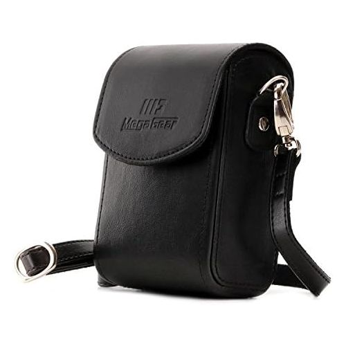  MegaGear Panasonic Lumix DC-ZS200, TZ200, Leica C-Lux Leather Camera Case with Strap - Black