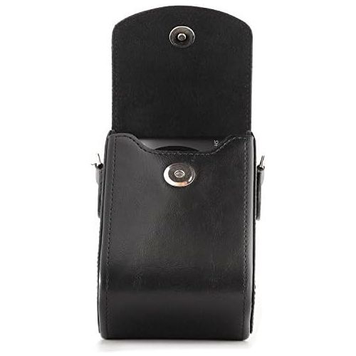  MegaGear Panasonic Lumix DC-ZS200, TZ200, Leica C-Lux Leather Camera Case with Strap - Black