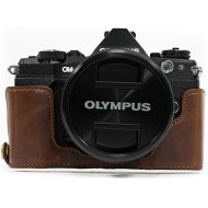 MegaGear Ever Ready Leather Camera Half Case Compatible with Olympus OM-D E-M5 Mark II