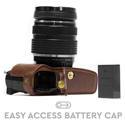  MegaGear Ever Ready Leather Camera Half Case Compatible with Olympus OM-D E-M5 Mark II