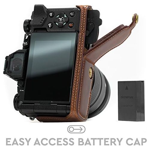  MegaGear Ever Ready Leather Camera Half Case Compatible with Olympus OM-D E-M5 Mark II