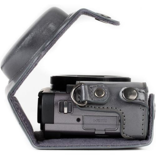  MegaGear MG1261 Ever Ready Leather Camera Case compatible with Panasonic Lumix DC-ZS80, DC-ZS70, DC-TZ95, DC-TZ90 - Gray