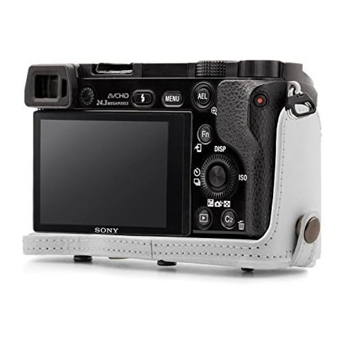  MegaGear Sony Alpha A6300, A6000 (16-50 mm) Ever Ready Leather Camera Case with Strap - White - MG864