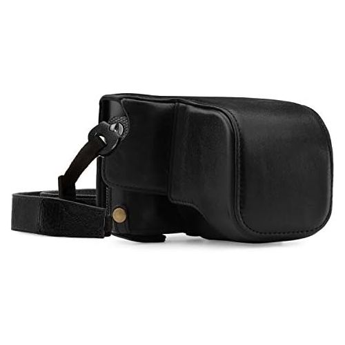  Mega Gear MG1402 Leica Q-P, Q (Typ 116) Ever Ready Genuine Leather Camera Case and Strap, with Battery Access, Black