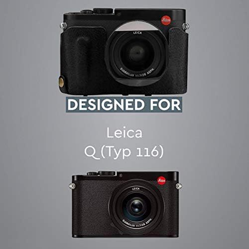  Mega Gear MG1402 Leica Q-P, Q (Typ 116) Ever Ready Genuine Leather Camera Case and Strap, with Battery Access, Black