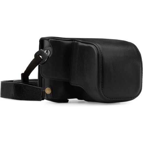  Mega Gear MG1402 Leica Q-P, Q (Typ 116) Ever Ready Genuine Leather Camera Case and Strap, with Battery Access, Black