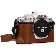 MegaGear MG1352 Olympus OM-D E-M10 Mark III Ever Ready Leather Camera Half Case and Strap, with Battery Access, Light Brown