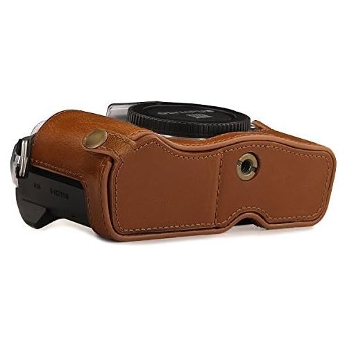  MegaGear MG1352 Olympus OM-D E-M10 Mark III Ever Ready Leather Camera Half Case and Strap, with Battery Access, Light Brown