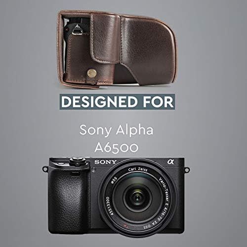  MegaGear Ever Ready Leather Camera Case Compatible with Sony Alpha A6500 (up to 16-70mm Lens)