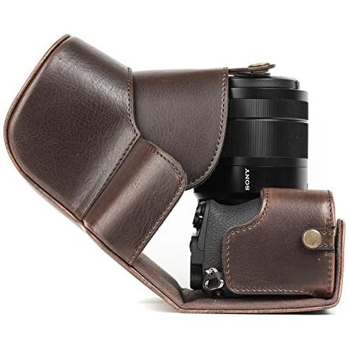  MegaGear Ever Ready Leather Camera Case Compatible with Sony Alpha A6500 (up to 16-70mm Lens)