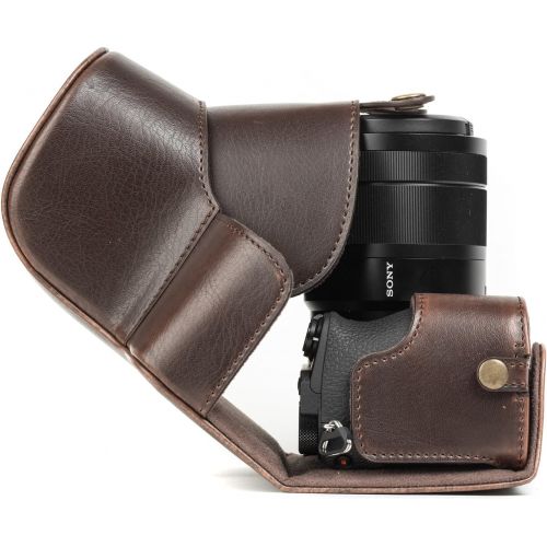  MegaGear Ever Ready Leather Camera Case Compatible with Sony Alpha A6500 (up to 16-70mm Lens)