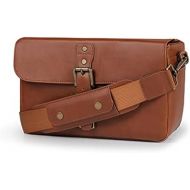 MegaGear MG1525 Leather Camera Messenger Bag for Mirrorless, Instant and DSLR Cameras - Light Brown, Compact
