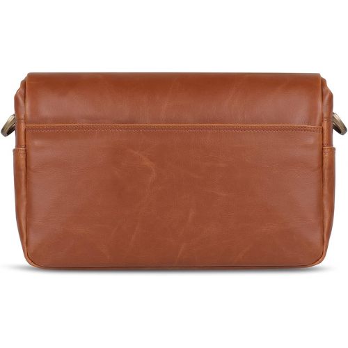  MegaGear MG1525 Leather Camera Messenger Bag for Mirrorless, Instant and DSLR Cameras - Light Brown, Compact