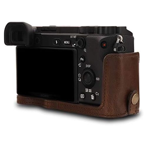  MegaGear Ever Ready Leather Camera Case Compatible with Sony Alpha A6100, A6400 (16-50mm)