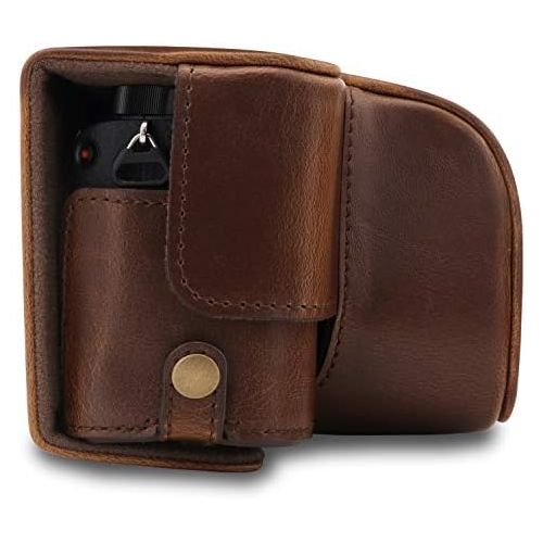  MegaGear Ever Ready Leather Camera Case Compatible with Sony Alpha A6100, A6400 (16-50mm)