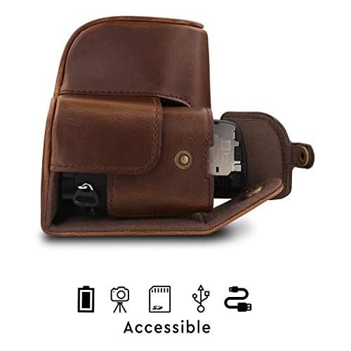  MegaGear Ever Ready Leather Camera Case Compatible with Sony Alpha A6100, A6400 (16-50mm)