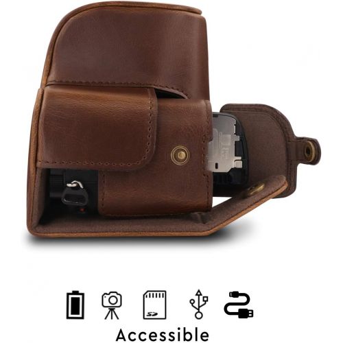  MegaGear Ever Ready Leather Camera Case Compatible with Sony Alpha A6100, A6400 (16-50mm)