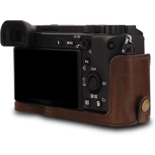  MegaGear Ever Ready Leather Camera Case Compatible with Sony Alpha A6100, A6400 (16-50mm)