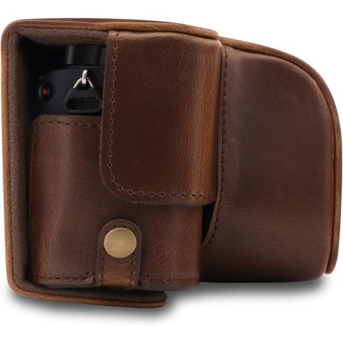  MegaGear Ever Ready Leather Camera Case Compatible with Sony Alpha A6100, A6400 (16-50mm)