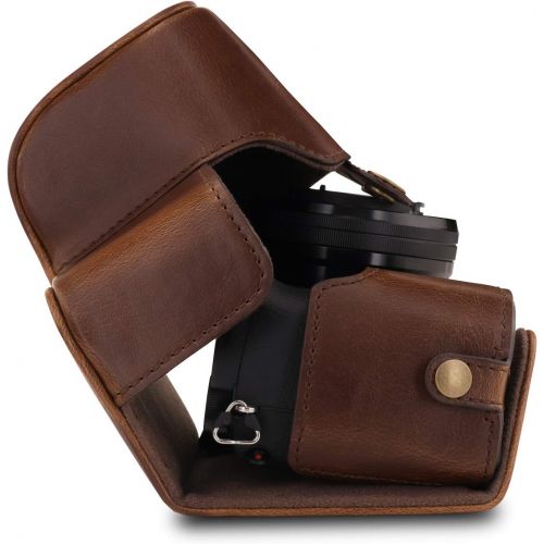  MegaGear Ever Ready Leather Camera Case Compatible with Sony Alpha A6100, A6400 (16-50mm)