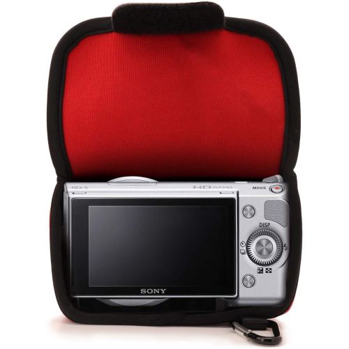  MegaGear Ultra Light Neoprene Camera Case Bag for Sony NEX-5TL, Sony NEX-5R, Sony NEX-3N with Sony SELP1650, Sony A5100, Sony A5000 16-50mm Lens (Red)