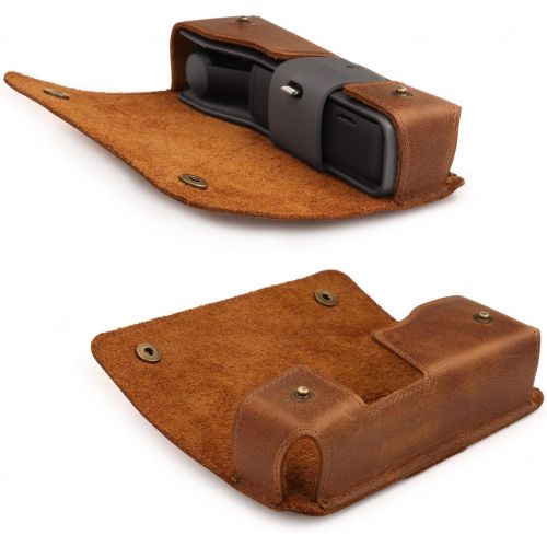  MegaGear MG1616 Genuine Leather Camera Case Compatible with DJI Osmo Pocket - Brown